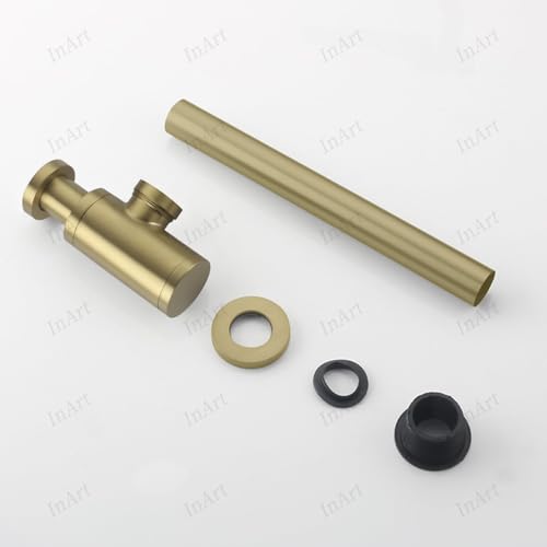 InArt® Heavy Duty Brass Bottle Trap for Wash Basin & Kitchen Sink | Brushed Gold Finish with 12 Inch Pipe & Wall Flange | Anti-Clog, Rust-Proof, Reusable, Easy Installation (Brushed Gold) - Image 5