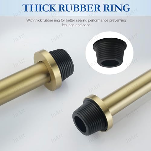 InArt® Heavy Duty Brass Bottle Trap for Wash Basin & Kitchen Sink | Brushed Gold Finish with 12 Inch Pipe & Wall Flange | Anti-Clog, Rust-Proof, Reusable, Easy Installation (Brushed Gold) - Image 3
