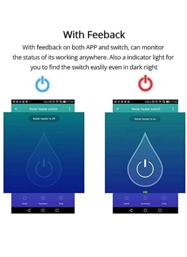 Generic - Smart Water Heater Switch WiFi Boiler Touch Glass Panel Switch Compatible with Alexa/Google Assistant - Image 1