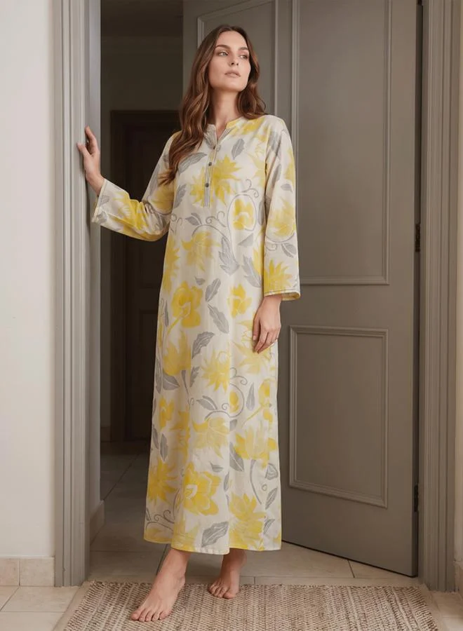 Mish Beige Yellow Floral Nightdress