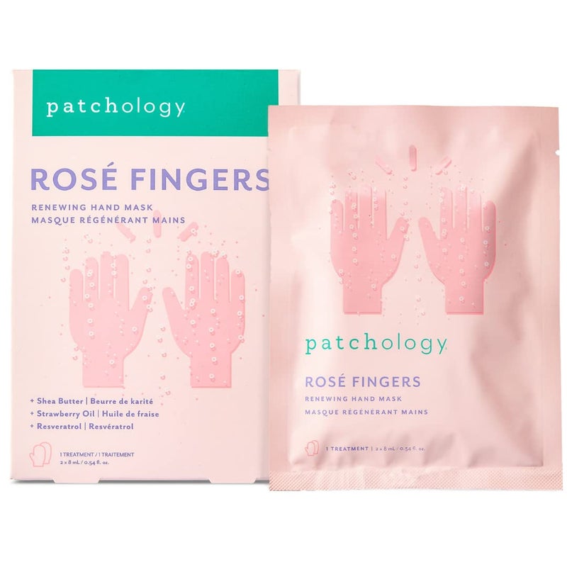 Patchology Ros Fingers Renewing Hand Mask  StrawberryScented Moisturizing Gloves with Shea Butter for Dry  Cracked Hands Repairing Hand Treatment for Baby Soft Skin SelfCare Essential  1 Pair