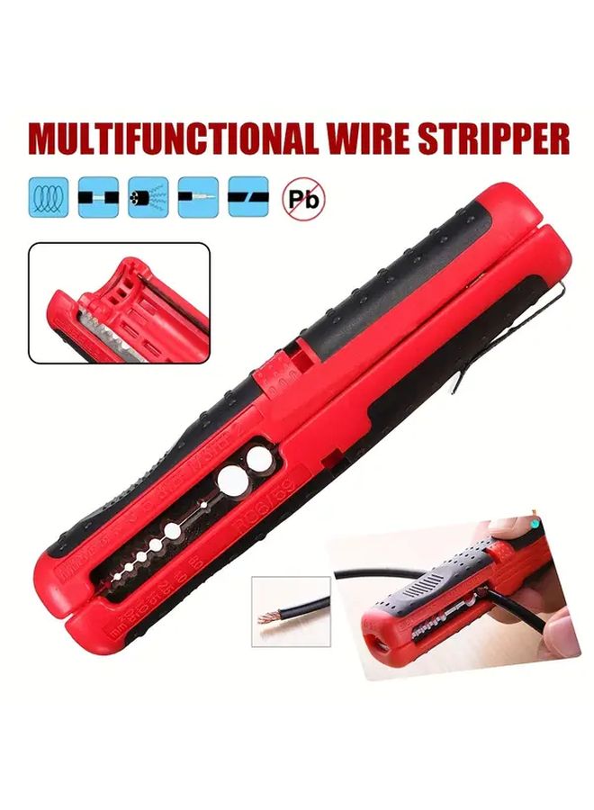Red Multi Function Wire Stripper Tool For Network Coaxial Ethernet Cables 10 20AWG - Image 2