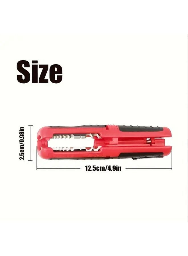 Red Multi Function Wire Stripper Tool For Network Coaxial Ethernet Cables 10 20AWG - Image 3