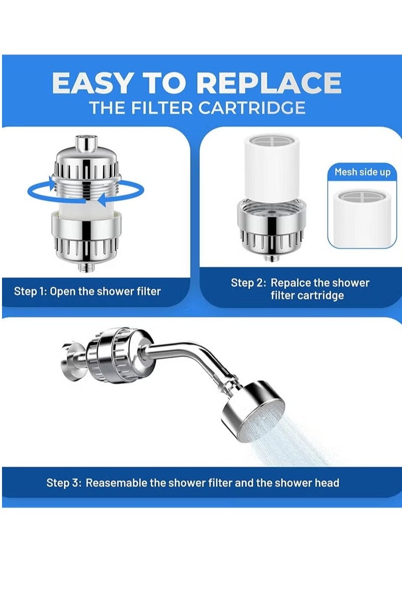 ريد ليف فلتر دش مكون من 20 مرحلة للمياه العسيرة (يتضمن خرطوشتين) لإزالة الكلور والمواد الضارة، نظام خرطوشة رأس دش مُفلترة منقي للمياه الأيونية للاستحمام والجلد والشعر المضاد للجفاف - Image 4