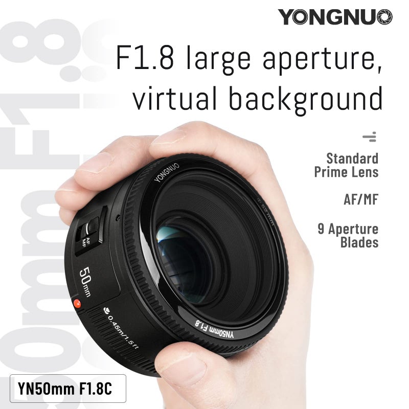 YONGNUO YN50mm F1.8 Lens Large Aperture Auto Focus Lens Compatible with Canon EF Mount EOS Camera - Image 2