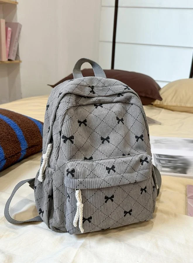 Take Two Bow Print Zip Closure Backpack