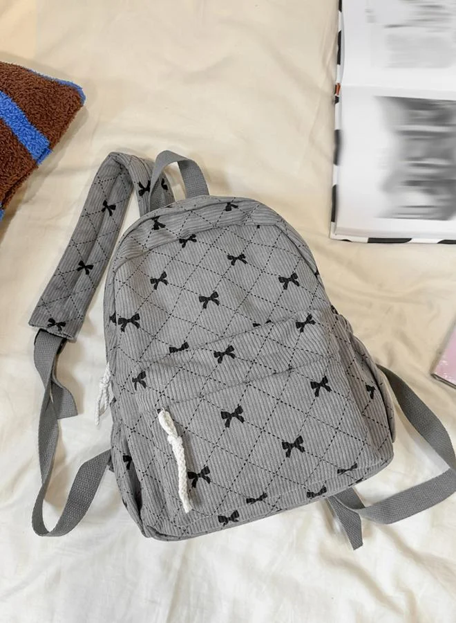 Take Two Bow Print Zip Closure Backpack