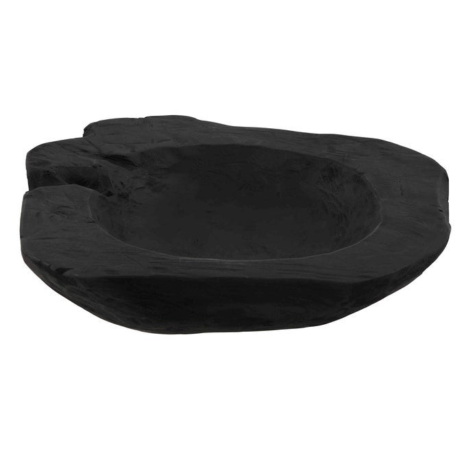 LOMAX WOODEN DECORATIVE BOWL HAND MADE FROM TEAK ROOT BLACK 15