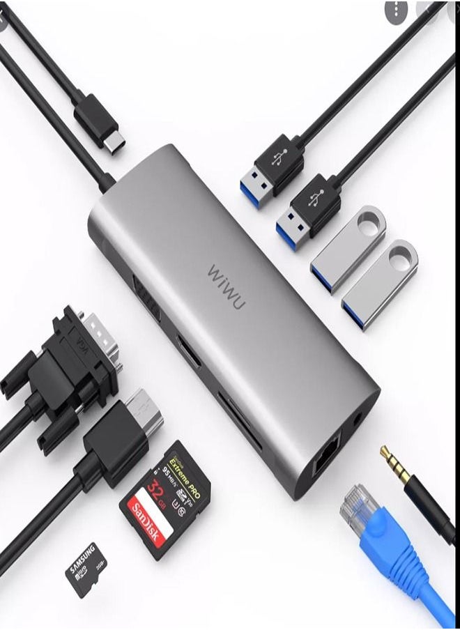 Generic Alpha 11 In 1 USB C Hub All In One RJ45 Internet 4K For MacBook Laptop Type C Docking Station  - Image 1
