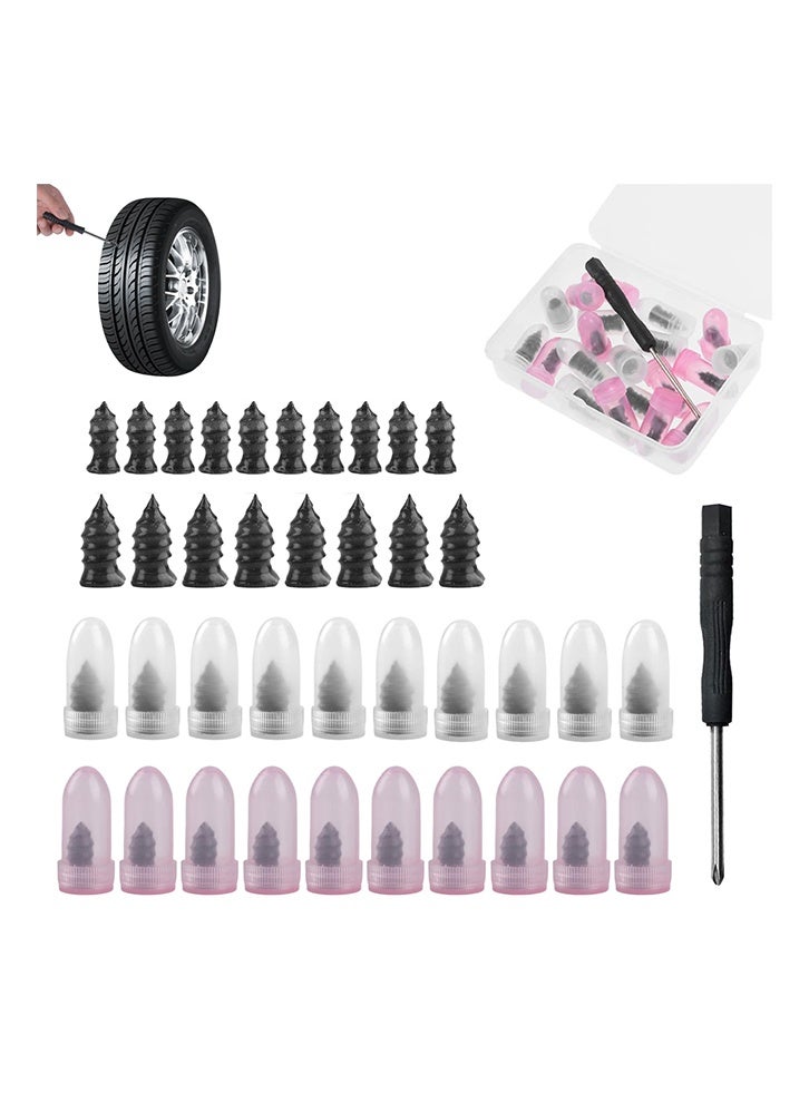 غنافوتو 40 قطعة مسمار مطاطي لإصلاح الإطارات، مسمار إصلاح الإطارات بالشفط مع مفك براغي، للسيارات، سيارات الدفع الرباعي، الشاحنات، الدراجات النارية، الدراجات الهوائية، حجمان (20 S و 20 L) - Image 1