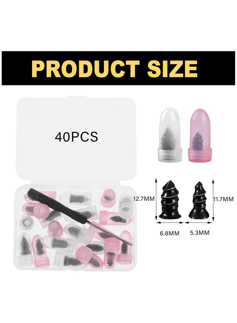 غنافوتو 40 قطعة مسمار مطاطي لإصلاح الإطارات، مسمار إصلاح الإطارات بالشفط مع مفك براغي، للسيارات، سيارات الدفع الرباعي، الشاحنات، الدراجات النارية، الدراجات الهوائية، حجمان (20 S و 20 L) - Image 3