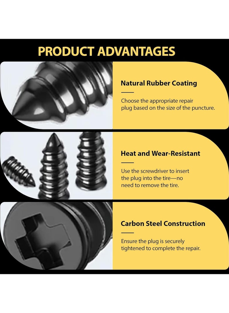 غنافوتو 40 قطعة مسمار مطاطي لإصلاح الإطارات، مسمار إصلاح الإطارات بالشفط مع مفك براغي، للسيارات، سيارات الدفع الرباعي، الشاحنات، الدراجات النارية، الدراجات الهوائية، حجمان (20 S و 20 L) - Image 4
