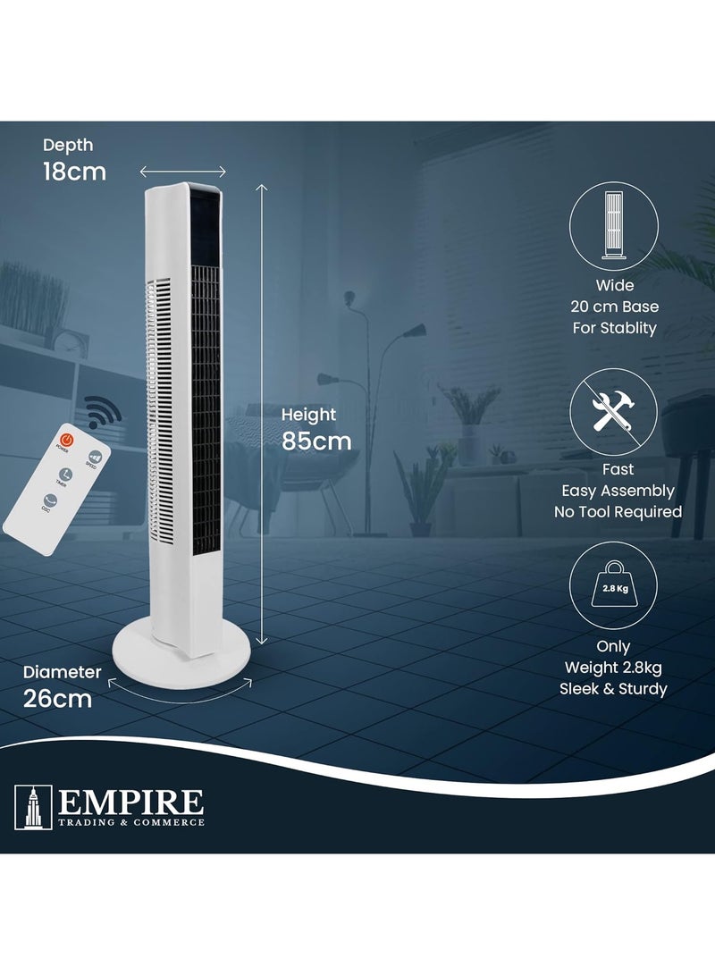 SP 83cm/33inch Fan with LED Display, Remote Control Fan for Bedroom , 45W Cooling Fan with 3 Speeds, Perfect 45° Oscillating Fan for Home, Living Room & Office - Image 2