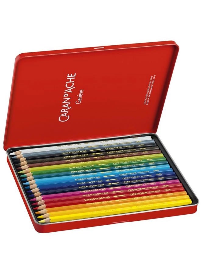 Caran D'Ache Supracolor Soft Pencils - Assorted Colours (Tin of 18)
