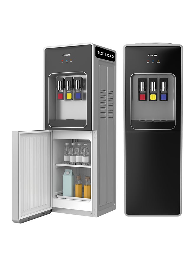 Nikai Premium Antibacterial 3 Tap Water Dispenser with 16L Refrigerator Storage, Hot, Cold & Normal Water, Compressor Cooling, Low Noise Best for Home & Office Use - NWD999R - 1 Years Warranty NWD999R Silver Black - Image 1