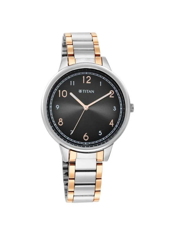 تيتان Trendsetters Quartz Analog Anthracite Dial Two Toned Silver & Rose Gold Stainless Steel Strap Watch for Women - 2648KM02