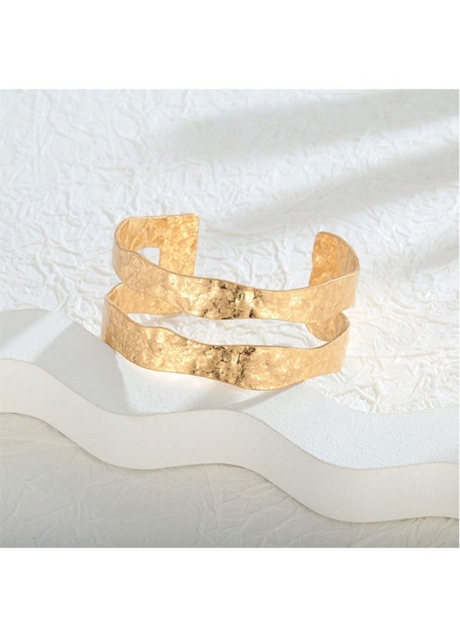 ILovhaprty Gold Bar Bracelet for Women Simple Delicate Thin Cuff Bangle Hook Bracelet 18K Gold Plated Handmade Minimalist Jewelry  - Image 3