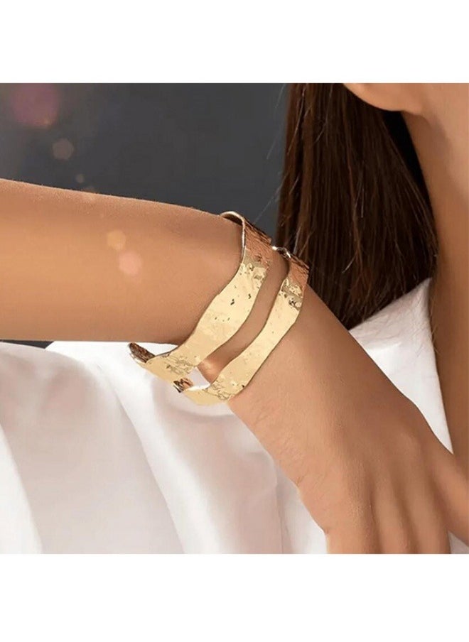 ILovhaprty Gold Bar Bracelet for Women Simple Delicate Thin Cuff Bangle Hook Bracelet 18K Gold Plated Handmade Minimalist Jewelry  - Image 1