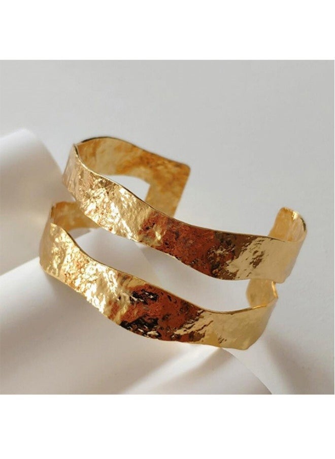 ILovhaprty Gold Bar Bracelet for Women Simple Delicate Thin Cuff Bangle Hook Bracelet 18K Gold Plated Handmade Minimalist Jewelry  - Image 2