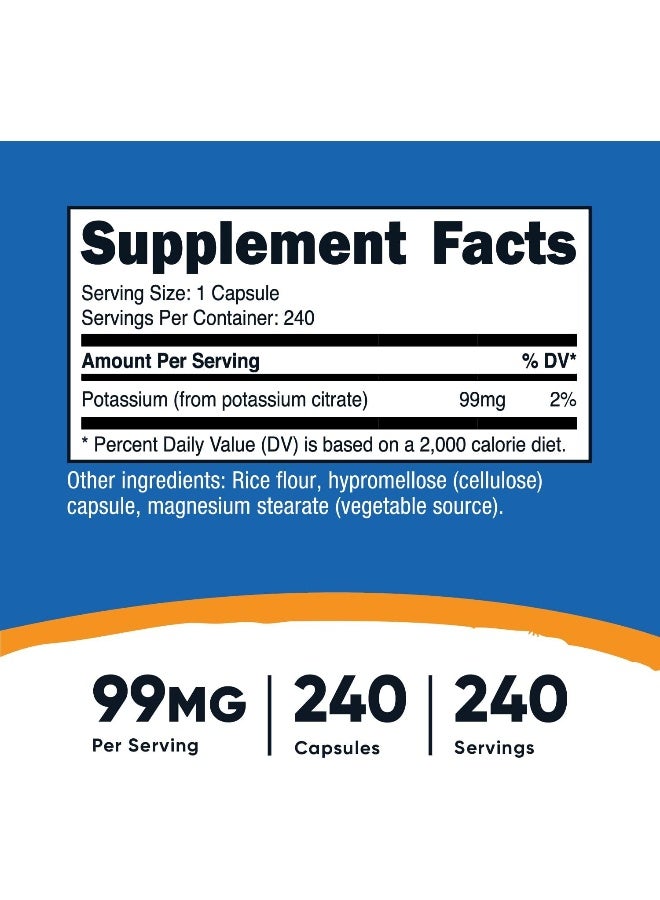 Nutricost Potassium Citrate 99mg, 240 Capsules - Gluten Free, Non-GMO - Image 2