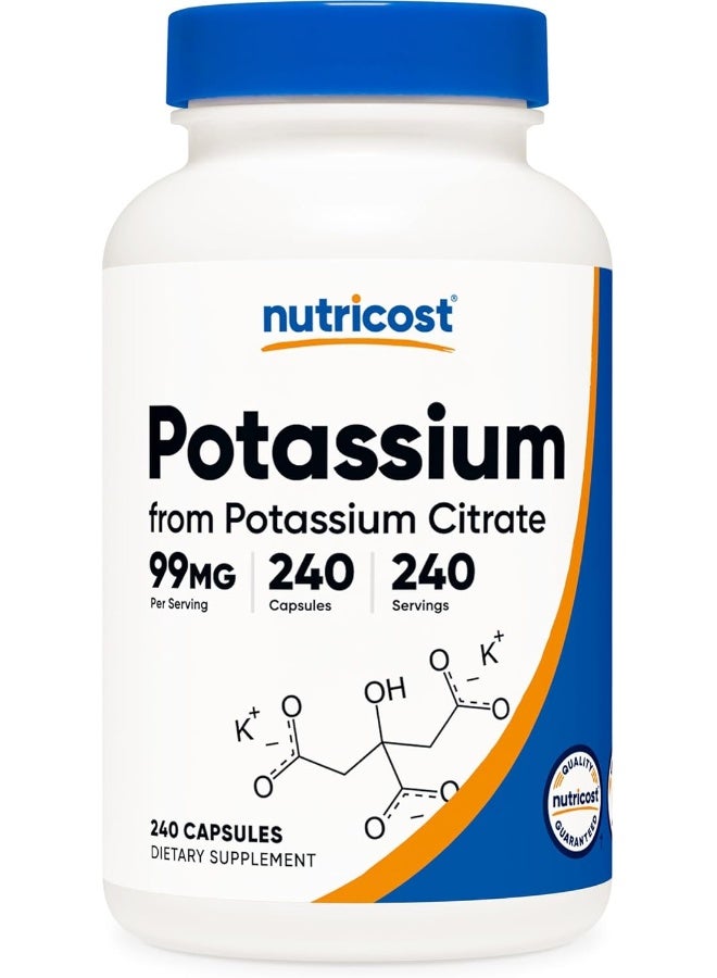 Nutricost Potassium Citrate 99mg, 240 Capsules - Gluten Free, Non-GMO - Image 1