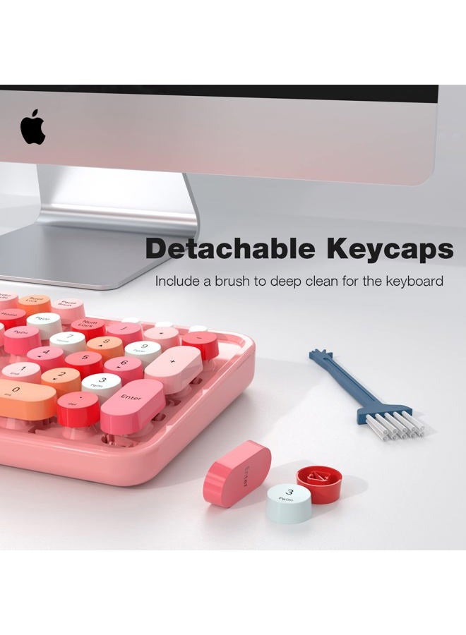 MOWUX Wireless Keyboard and Mouse Combo, Colorful Computer Full Size 2.4G Plug and Play Wireless Typewriter Keyboard and Mouse Set for Windows, Computer, Desktop, PC, Notebook - Pink Colorful - Image 4