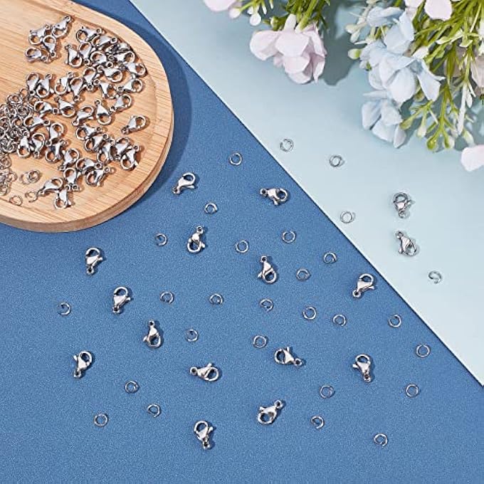 STRBOXONG ELITE 120 PCS 4MM 304 STAINLESS STEEL JUMP RINGS WITH 60PCS LOBSTER CLAW CLASPS FOR EARRING BRACELET NECKLACE PENDANTS JEWELRY DIY CRAFT MAKING STAINLESS STEEL COLOR 4MM JUMP RING STAINLE - Image 4
