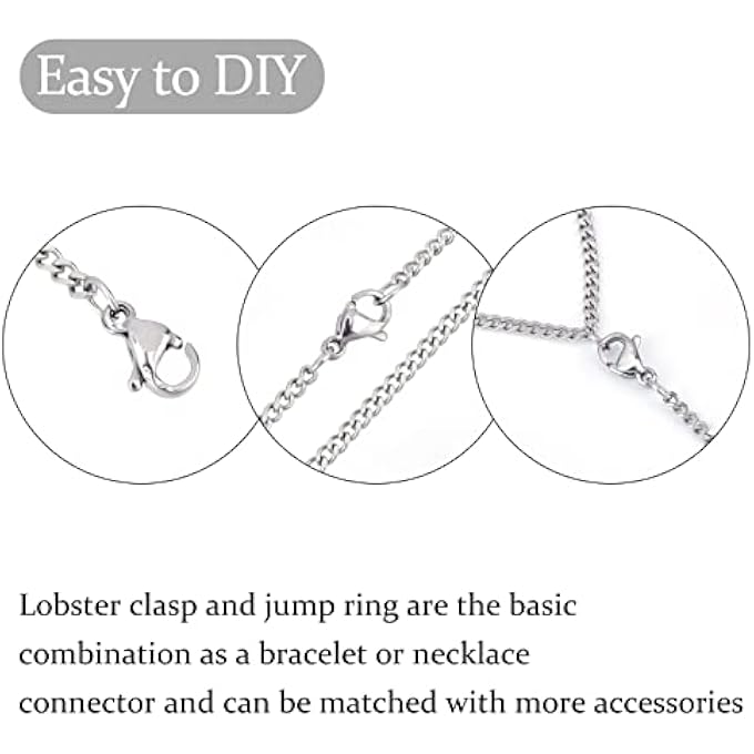 STRBOXONG ELITE 120 PCS 4MM 304 STAINLESS STEEL JUMP RINGS WITH 60PCS LOBSTER CLAW CLASPS FOR EARRING BRACELET NECKLACE PENDANTS JEWELRY DIY CRAFT MAKING STAINLESS STEEL COLOR 4MM JUMP RING STAINLE - Image 5