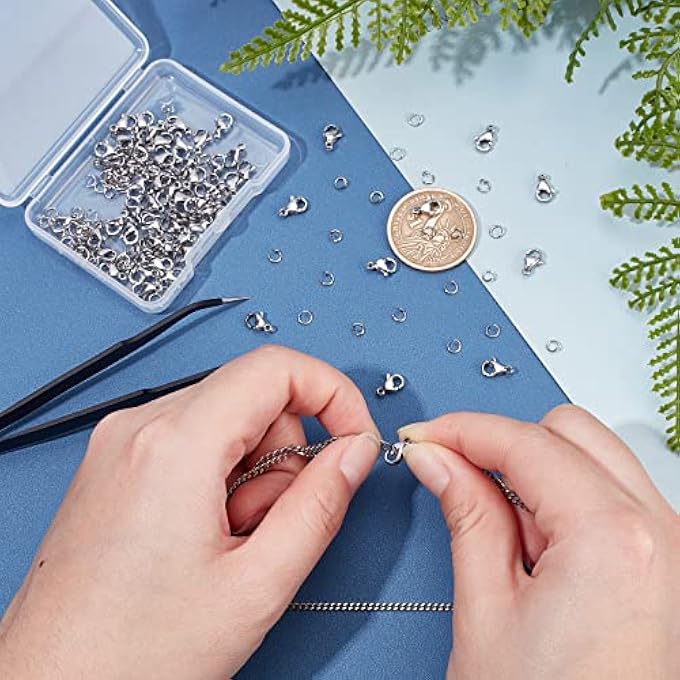 STRBOXONG ELITE 120 PCS 4MM 304 STAINLESS STEEL JUMP RINGS WITH 60PCS LOBSTER CLAW CLASPS FOR EARRING BRACELET NECKLACE PENDANTS JEWELRY DIY CRAFT MAKING STAINLESS STEEL COLOR 4MM JUMP RING STAINLE - Image 2