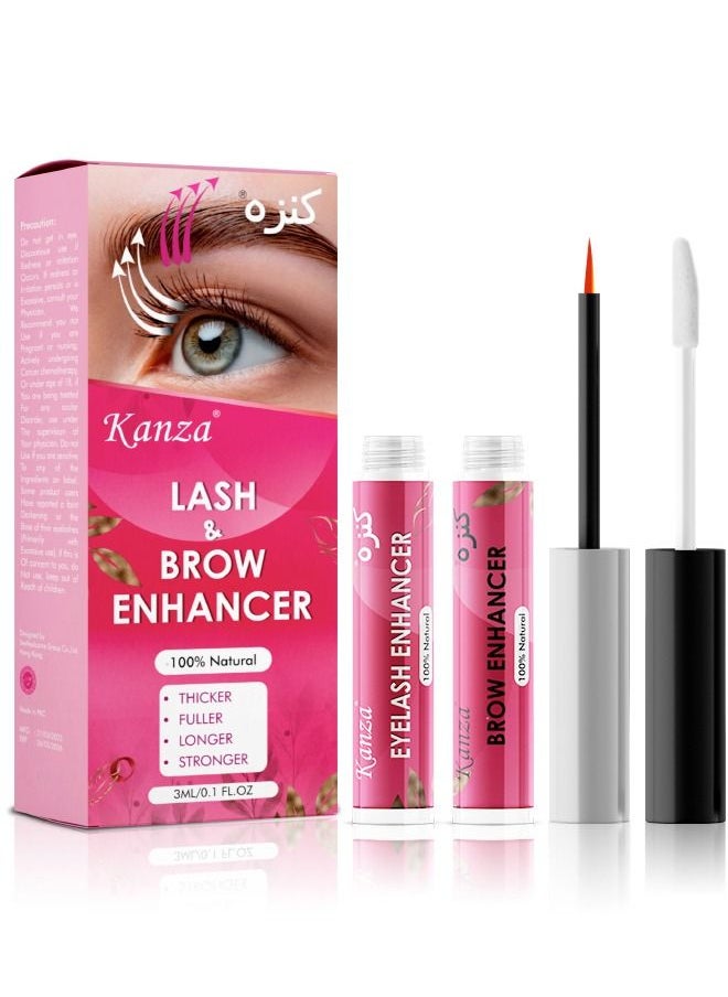 Kanza - 2 in 1 Eyelash & Eyebrow Enhancer Set Most Powerful Lash Serum & Brow Growth Serum Enhancing Serum to Help Lengthen Thicken and Darken Non-irritating and Safe for All Skin Types - Image 1