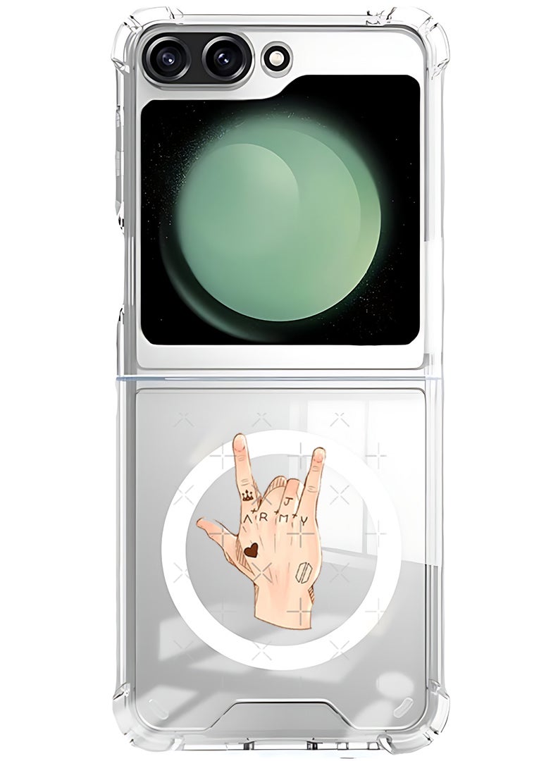 Theodor Magnetic Case for Samsung Galaxy Z Flip 6 Compatible with MagSafe Wireless Charging, Shockproof Phone Bumper Cover Army - Image 1