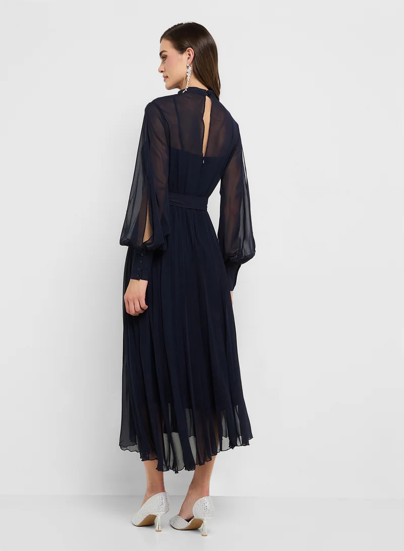 Style Cheat Pleated Chiffon Dress