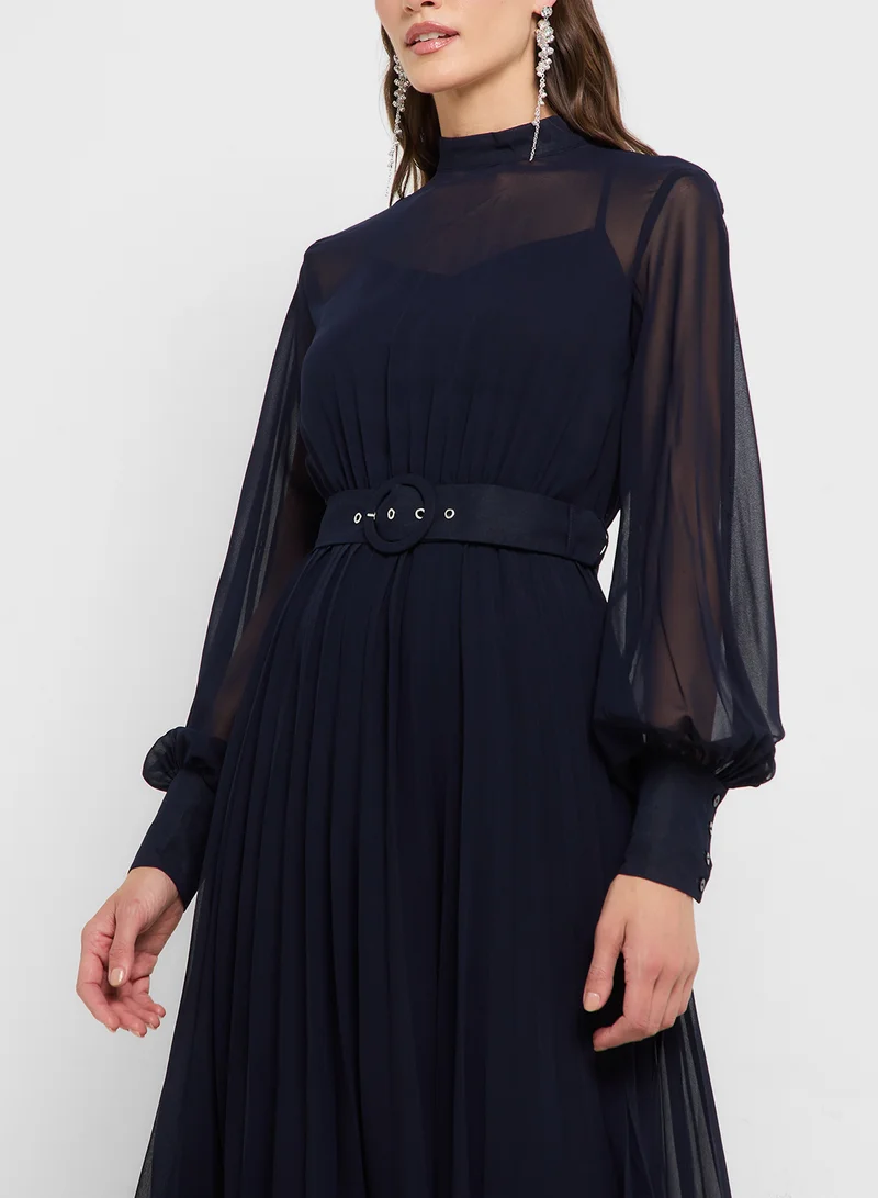 Style Cheat Pleated Chiffon Dress