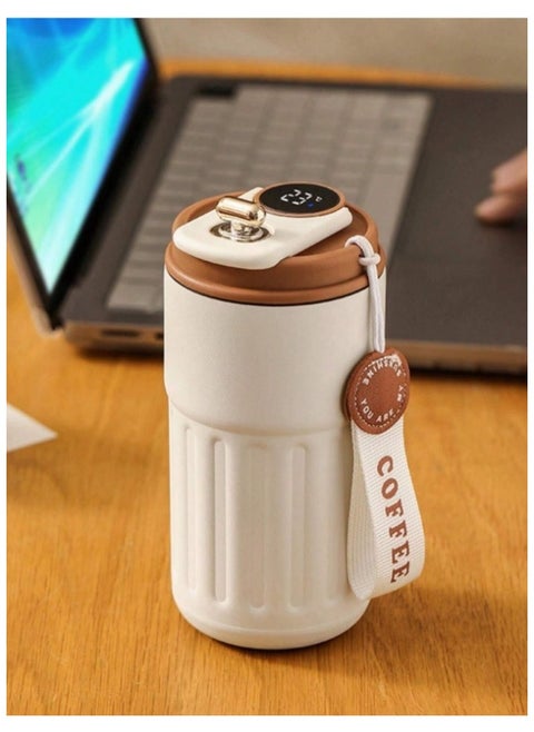 Coffee Thermos with Temperature Display - Smart Coffee Mug - Smart Hot and Cold Storage Bottle, Thermos Coffee Thermos (Beige)