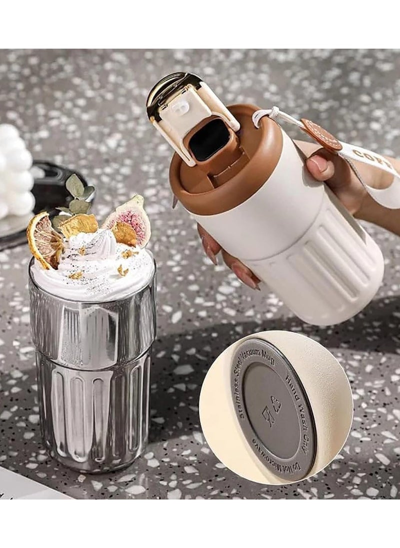 Eoozon - Coffee Thermos with Temperature Display - Smart Coffee Mug - Smart Hot and Cold Storage Bottle, Thermos Coffee Thermos (Beige) - Image 1