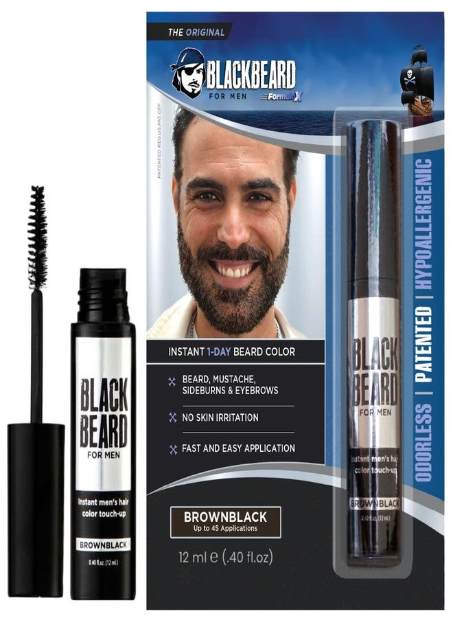Blackbeard for Men Beard Color - 1-Day Beard, Mustache, Eyebrow, Sideburns Color - Temporary Facial Hair Tint - Hypoallergenic Beard Dye Alternative - Up to 45 applications - Brown/Black 1 Pack - Image 1