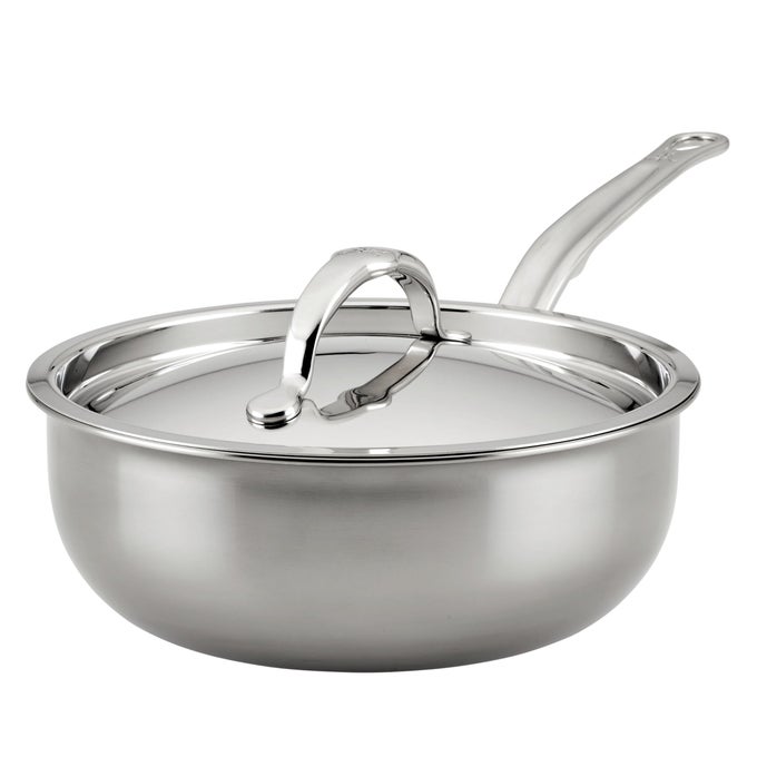 NANOBOND COLLECTION TITANIUM STAINLESS STEEL SAUCIER PAN WITH LID INDUCTION COOKTOP COMPATIBLE 2QUART