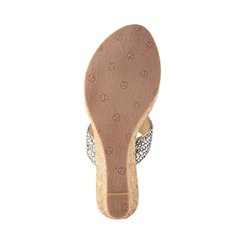 Mochi Women's Gold Synthetic Ethnic Slip Ons | Braided Design Wedge Heel Slip-On Shoes for Women | Light Weight Metallic Traditional Footwear | Fashion Sandals | Size UK 4 | Premium Ethnic Slip Ons - Image 4