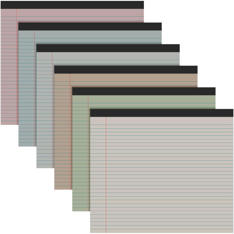 Lincia 6 Pcs 11" x 9.5" Legal Pads College Ruled Notepad Landscape Notebook Horizontal Lined Notebook 80 Gsm Assorted Colors Paper Pastel Writing Pads for School Office, 40 Sheet (Sweet Color) - Image 1