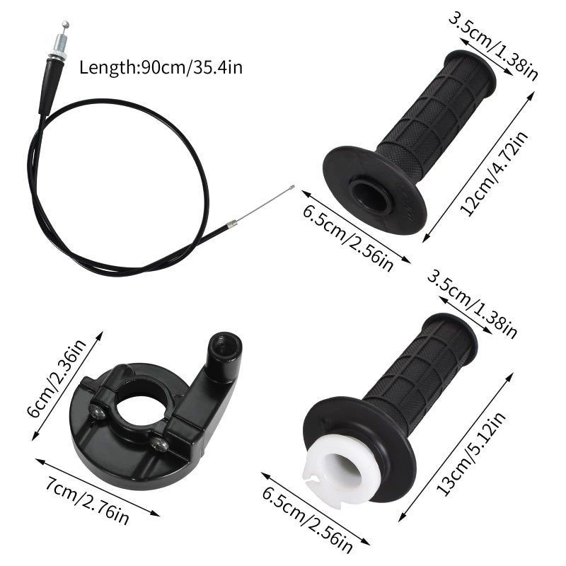 Naapesi Becanno 1 Pair Throttle Grip + Cable + Gas Clamp Replacement, 7/8 Inch 22 mm Universal Motorcycle Handlebar Quick Turn Twist Grip for 110cc 125cc 140cc 150cc 200cc 250cc Mini Bike ATV Quad Pit Bike - Image 2