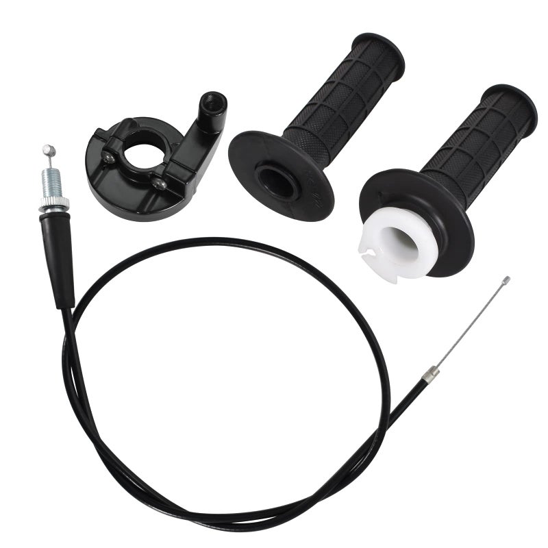 Naapesi Becanno 1 Pair Throttle Grip + Cable + Gas Clamp Replacement, 7/8 Inch 22 mm Universal Motorcycle Handlebar Quick Turn Twist Grip for 110cc 125cc 140cc 150cc 200cc 250cc Mini Bike ATV Quad Pit Bike - Image 1