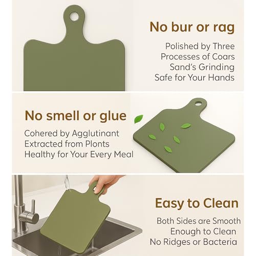 MAYUMI Green Wood Kitchen Cutting Board with Modern Cut - Eco-Friendly and Durable (10 Years Quality Guarantee) (8" X 6" (Only Ideal for Spices, Salads)) - Image 2
