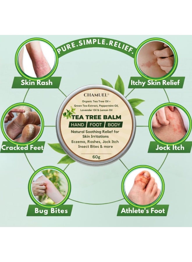 Chamuel Tea Tree Oil Balm, Itchy Skin Relief for Soothing Rashes, Jock Itch, Athlete’s Foot, Folliculitis, Bug Bites. Natural Formula for Dry Sensitive Skin | Safe for All Ages 1pack - Image 1