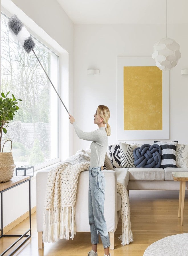 DEEHYO Microfiber Duster for Cleaning Fan, High Ceiling, Blinds, Furniture, Cars , 9PCS Extendable Feather Duster (Stainless Steel) 30 to 100 Inches, Reusable Bendable Washable - Image 5