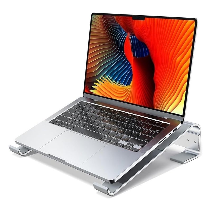Ergonomic Aluminum Laptop Stand Silver Cooling Riser For Desk - Image 2