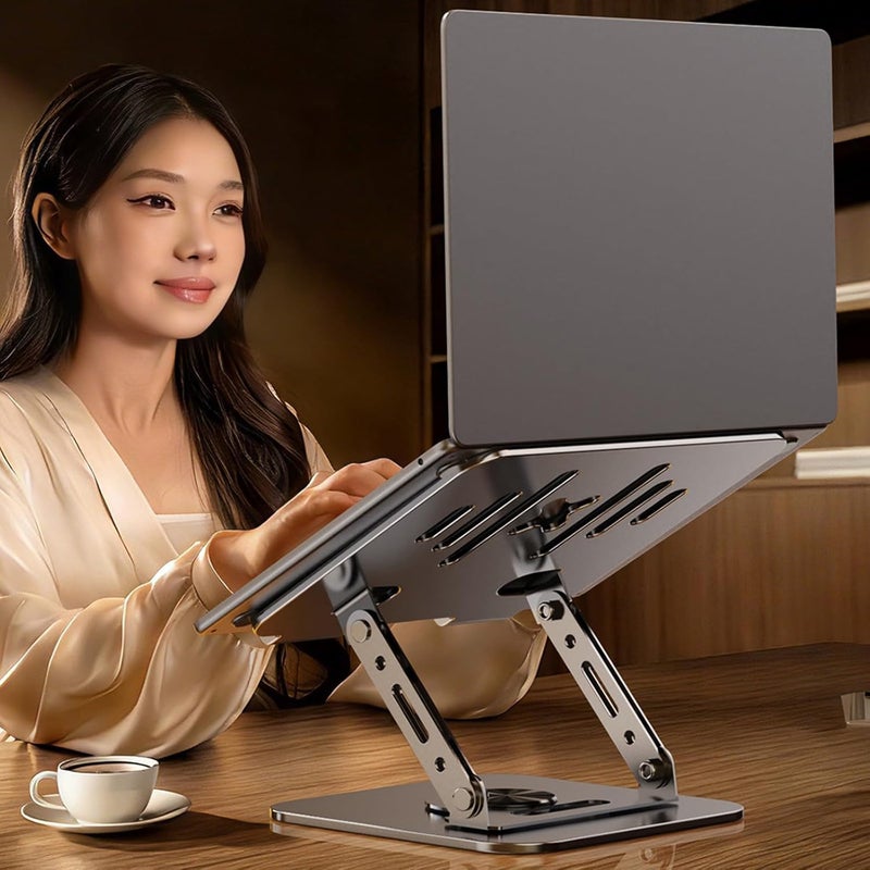 ordinarYone Foldable Adjustable Desk Stand for Tablets and Laptops with 360 Rotations Carbon Steel Ergonomic Design - Image 2