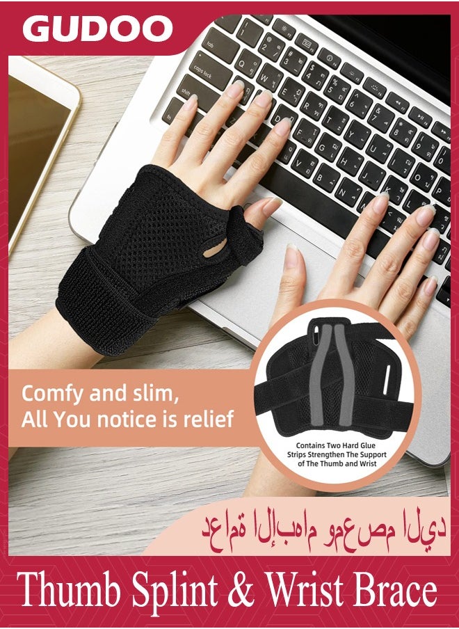 GUDOO - Thumb Splint & Wrist Brace Wrist Support for Tendonitis Arthritis Trigger Thumb Relief Pain Fits Men and Women - Image 1