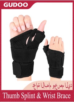 Thumb Splint & Wrist Brace Wrist Support for Tendonitis Arthritis Trigger Thumb Relief Pain Fits Men and Women