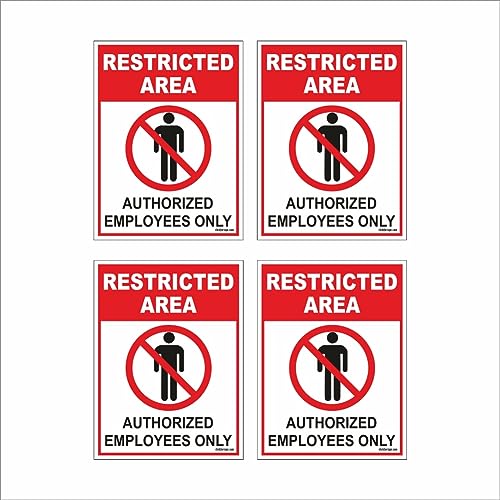 Clickforsign Restricted Area Authorized Employee Only Sign Board for walls and doors (Pack of 4) - Image 1