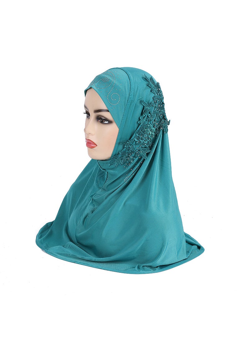 Generic - Elegant Malaysian Girl Scarf Lace Hijab #13 Blue - Image 1